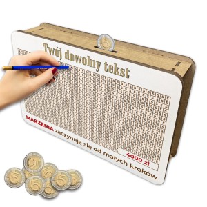 Skarbonka wykreślana na 5 zł prezent upominek urodziny cel 4000 zł