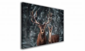OBRAZ NA PŁÓTNIE 034 Jelenie zimą 60x40cm