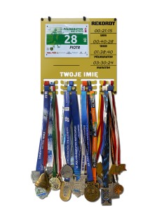 Wieszak na medale i numery startowe REKORDY BIEGOWE RUN twoje imię dowolny tekst 22.1