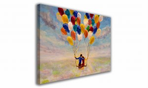 OBRAZ NA PŁÓTNIE 078 Para na balonach 100x70cm
