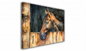 OBRAZ NA PŁÓTNIE 118 Koń w stajni 60x40cm