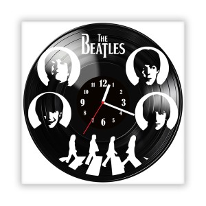 Zegar ścienny szklany czarny do salonu kuchni  3.14 The Beatles