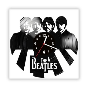 Zegar ścienny szklany czarny do salonu kuchni 4.14 The Beatles