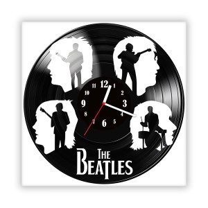 Zegar ścienny szklany czarny do salonu kuchni 7.14 The Beatles