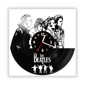 Zegar ścienny szklany czarny do salonu kuchni 14.14 The Beatles