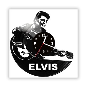 Zegar ścienny szklany czarny do salonu kuchni 18.14 Elvis Presley