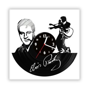 Zegar ścienny szklany czarny do salonu kuchni 22.14 Elvis Presley