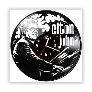 Zegar ścienny szklany czarny do salonu kuchni 23.14 Elton John