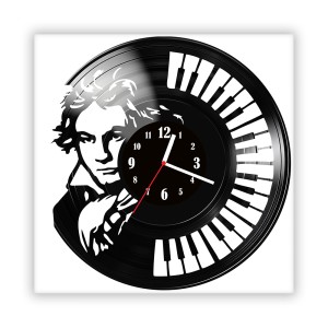 Zegar ścienny szklany czarny do salonu kuchni 32.14 Beethoven