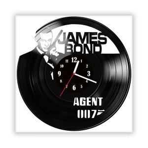 Zegar ścienny szklany czarny do salonu kuchni 77.14 James Bond