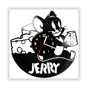 Zegar ścienny szklany czarny do salonu kuchni 124.14 Tom i Jerry