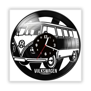 Zegar ścienny szklany czarny do salonu kuchni 200.14 Volkswagen