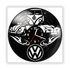 Zegar ścienny szklany czarny do salonu kuchni 211.14 Volkswagen