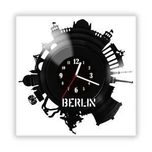 Zegar ścienny szklany czarny do salonu kuchni 238.14 Berlin