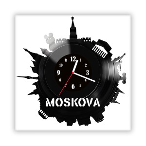 Zegar ścienny szklany czarny do salonu kuchni 257.14 Moskwa