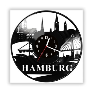 Zegar ścienny szklany czarny do salonu kuchni 258.14 Hamburg