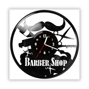 Zegar ścienny szklany czarny do salonu kuchni 290.14 Barber Shop