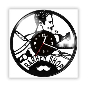 Zegar ścienny szklany czarny do salonu kuchni 294.14 Barber Shop