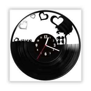 Zegar ścienny szklany czarny do salonu kuchni 307.14 Love