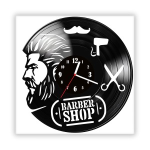 Zegar ścienny szklany czarny do salonu kuchni 313.14 Barber shop