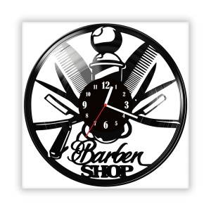 Zegar ścienny szklany czarny do salonu kuchni 317.14 Barber shop