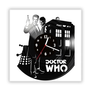 Zegar ścienny szklany czarny do salonu kuchni 323.14 Doctor Who