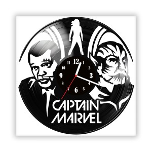 Zegar ścienny szklany czarny do salonu kuchni 332.14 Kapitan Marvel