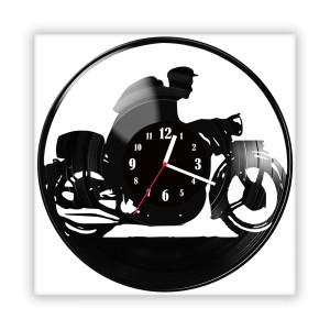 Zegar ścienny szklany czarny do salonu kuchni 345.14 Motocykl