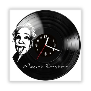 Zegar ścienny szklany czarny do salonu kuchni 357.14 Albert Einstein