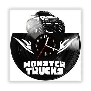 Zegar ścienny szklany czarny do salonu kuchni 371.14 Monster trucks