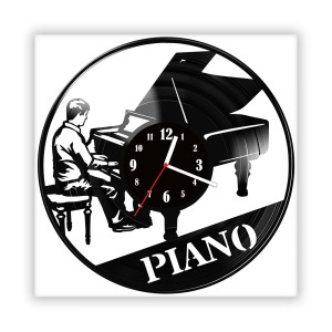 Zegar ścienny szklany czarny do salonu kuchni 379.14 Pianino