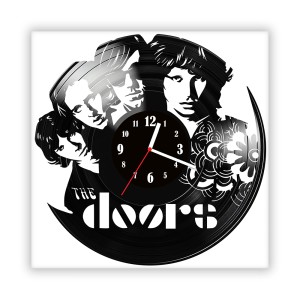 Zegar ścienny szklany czarny do salonu kuchni 387.14 The Doors