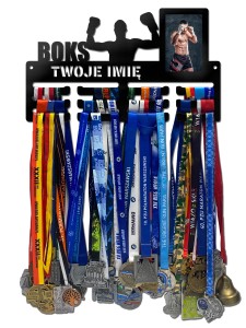 Wieszak na medale z ramką na zdjęcie BOKS twoje imię dowolny tekst 106.1