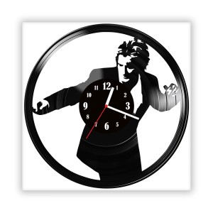 Zegar ścienny szklany czarny do salonu kuchni 399.14 Rod Stewart