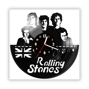 Zegar ścienny szklany czarny do salonu kuchni 400.14 The Rolling Stones
