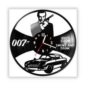 Zegar ścienny szklany czarny do salonu kuchni 434.14James Bond