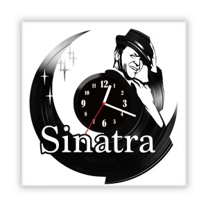 Zegar ścienny szklany czarny do salonu kuchni 450.14 Frank Sinatra