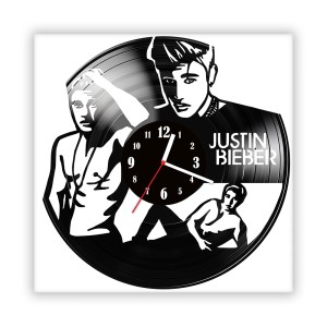 Zegar ścienny szklany czarny do salonu kuchni 459.14 Justin Bieber