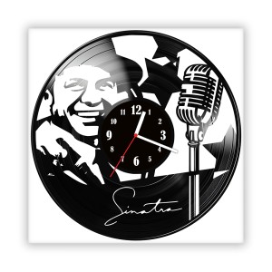 Zegar ścienny szklany czarny do salonu kuchni 466.14 Frank Sinatra