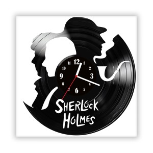 Zegar ścienny szklany czarny do salonu kuchni 474.14 Sherlock Holmes