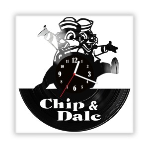 Zegar ścienny szklany czarny do salonu kuchni 517.14 Chip i Dale