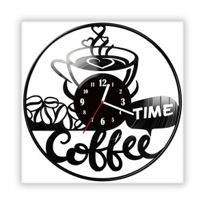 Zegar ścienny szklany czarny do salonu kuchni 519.14 Coffee time