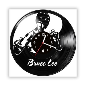 Zegar ścienny szklany czarny do salonu kuchni 520.14 Bruce Lee