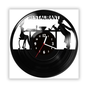 Zegar ścienny szklany czarny do salonu kuchni 524.14 Restauracja