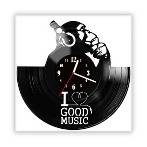 Zegar ścienny szklany czarny do salonu kuchni 552.14 I love good music