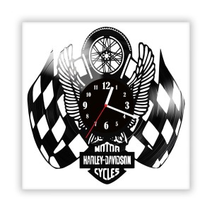 Zegar ścienny szklany czarny do salonu kuchni 561.14 Harley Davidson