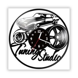 Zegar ścienny szklany czarny do salonu kuchni 579.14 Tuning Studio