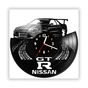 Zegar ścienny szklany czarny do salonu kuchni 580.14 Nissan GTR