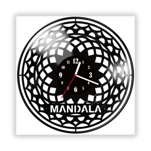 Zegar ścienny szklany czarny do salonu kuchni 605.14 Mandala