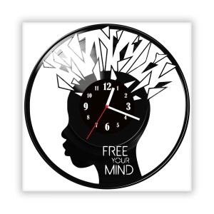 Zegar ścienny szklany czarny do salonu kuchni 614.14 Free your mind